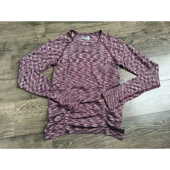 EUC Womens Athleta Magenta Spacedye Ruched Long Sleeve Shirt athletic Size S - Picture 1 of 9